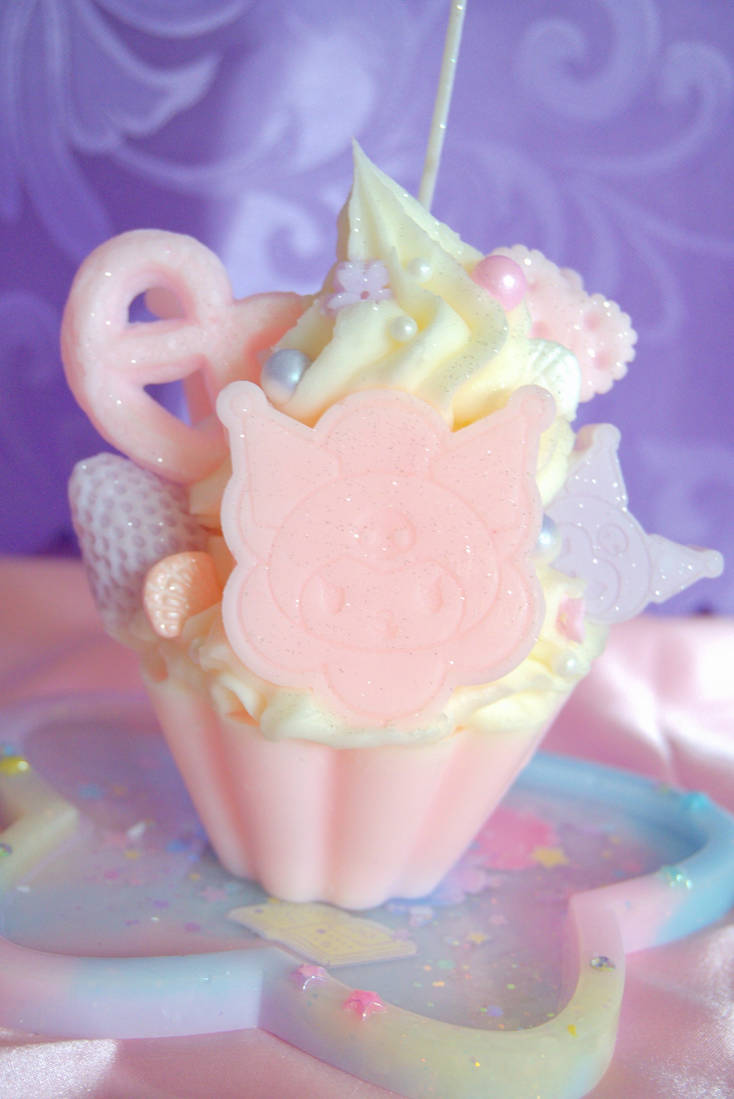 Pink & Purple Kuromi Cupcake Candle