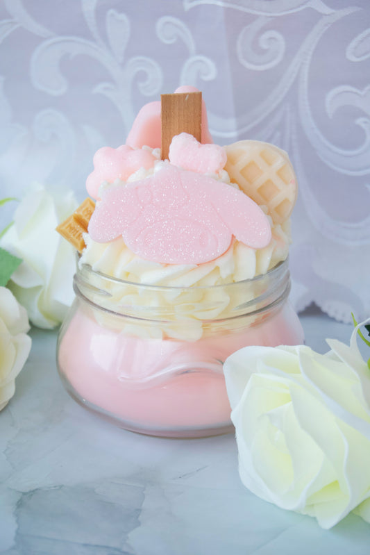 Kawaii Melody Valentine Wooden Wick Parfait Candle