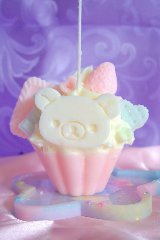 Colorful Kuma Cupcake Candle