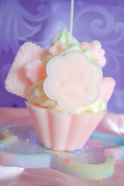 Pink Keroppi Cupcake Candle