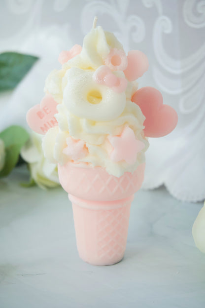 Valentine Kitty Icecream Cone Candle