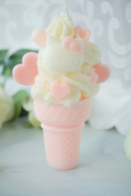 Valentine Kitty Icecream Cone Candle