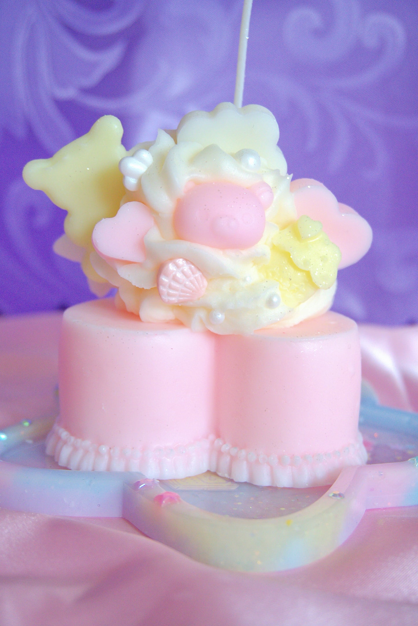 Kuma Heart Cake Candle