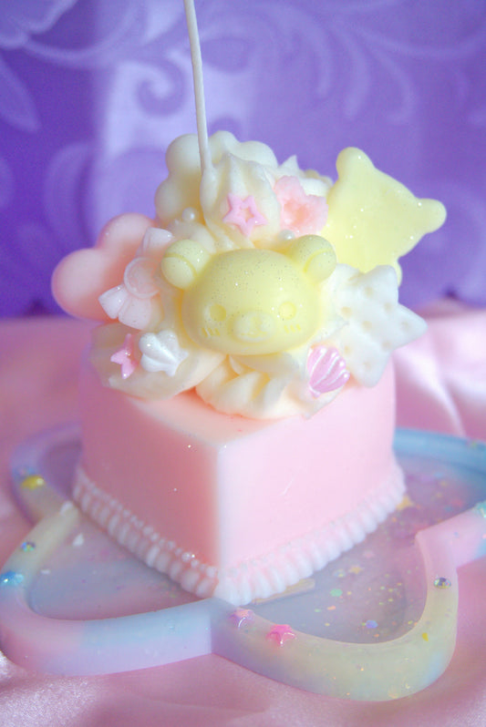 Kuma Heart Cake Candle